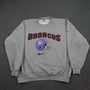 Vintage Denver Broncos Sweatshirt Mens XL Gray NFL Football Nike Center Swoosh